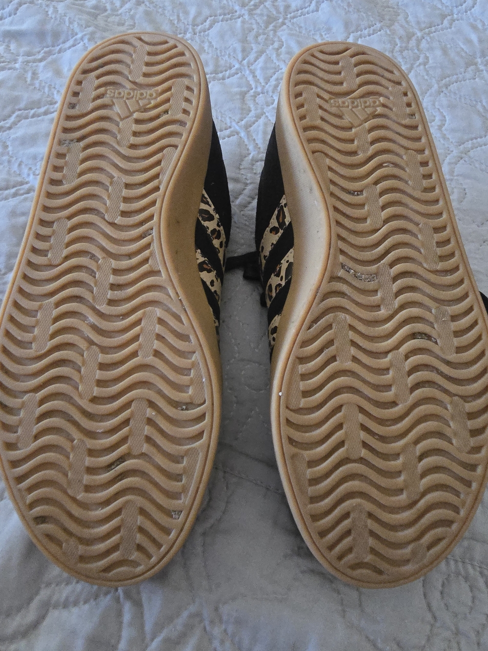 adidas Black Sneakers with Leopard-Print Stripes and Gum Sole - Picture 5 of 5